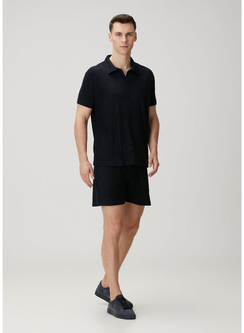 Simpleqloth | Muscle Up Fit: Dark Navy Modal Polo Towel Tshirt – Defining the Masculine Silhouette - Image 2
